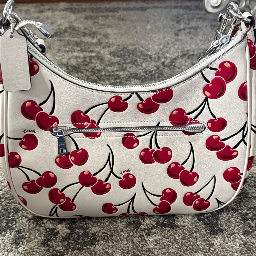 Coach Cherry Print Shoulder Bag in White and Red - Picture 5 of 6